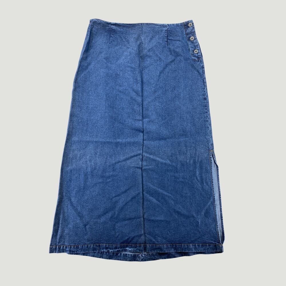 Vintage Cherokee Denim A-Line High Waist Midi Skirt Size L
